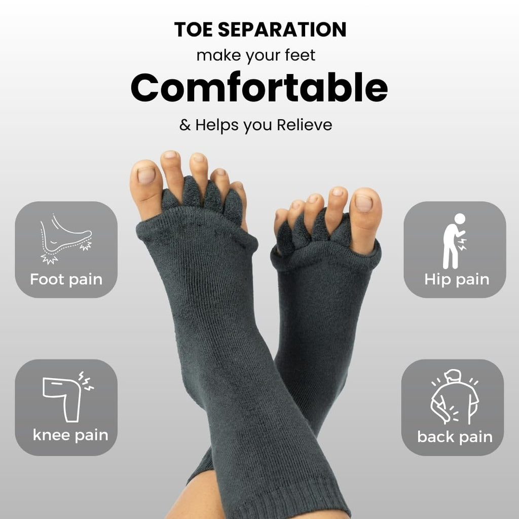 Toe Separator Socks - Easing Bunion, Plantar Fasciitis, Hammer Toes, and Pain Relief