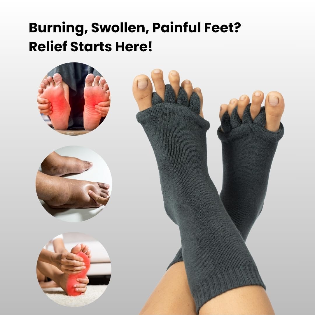 Toe Separator Socks - Easing Bunion, Plantar Fasciitis, Hammer Toes, and Pain Relief