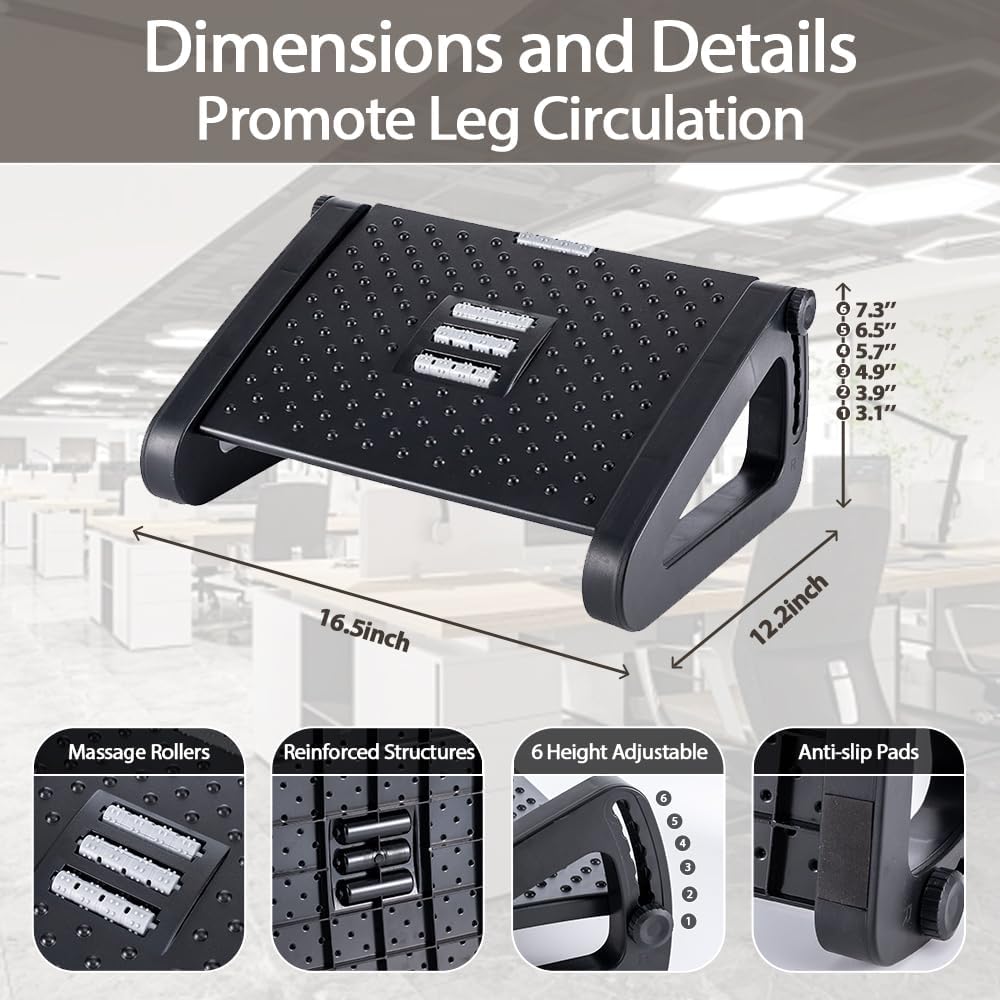Ergonomic Adjustable Footrest Stool