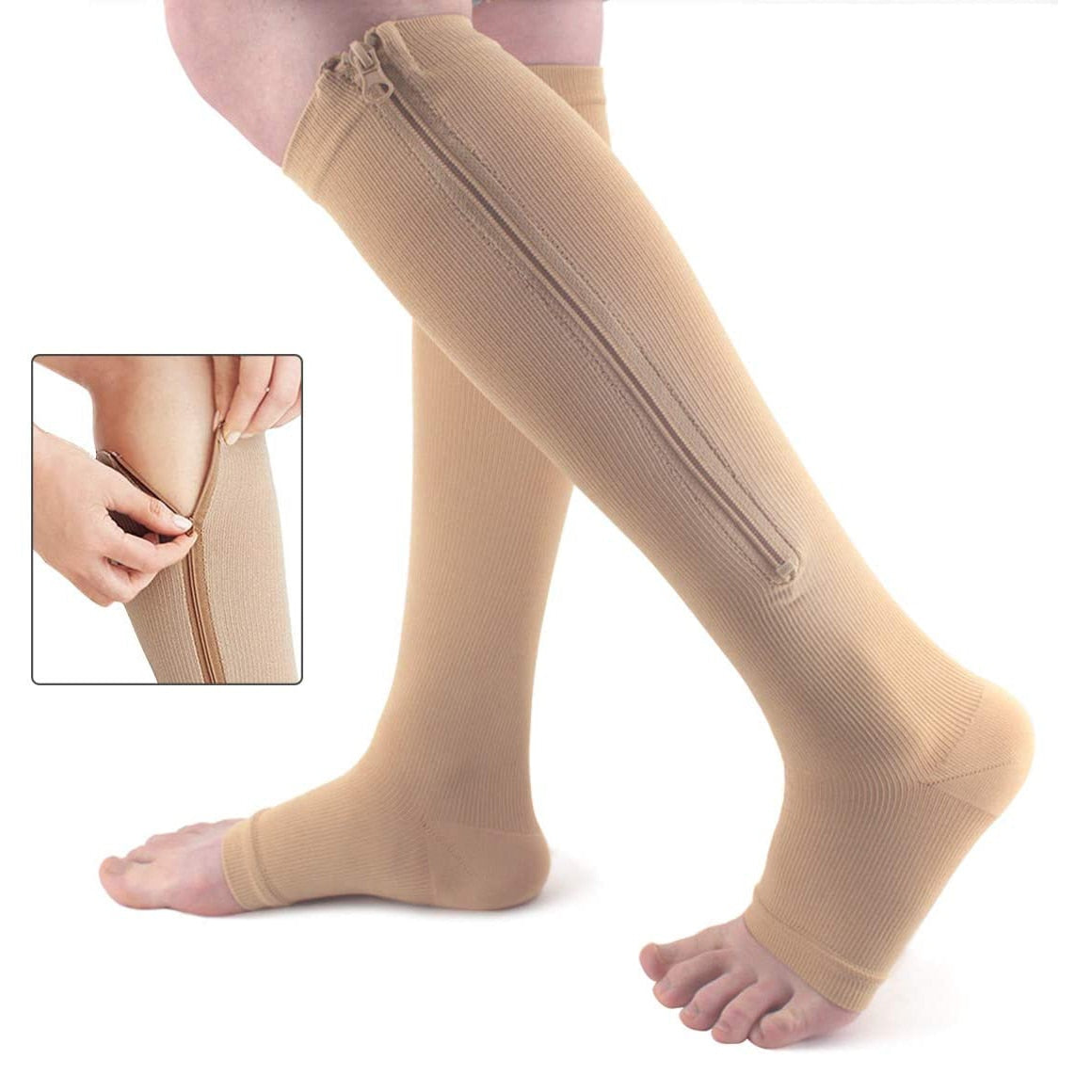 Zipper Compression stockings, Universal Size (Pack of 2)